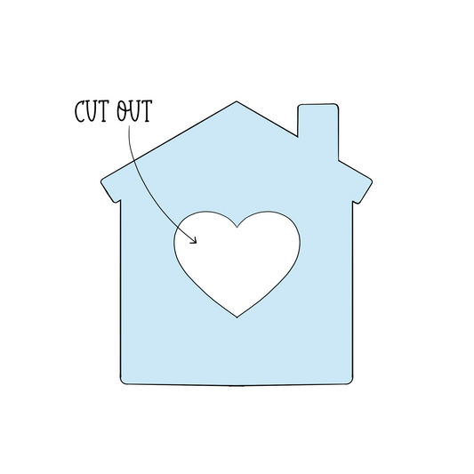 Home with Heart Cutout Cookie Cutter STL Digital File