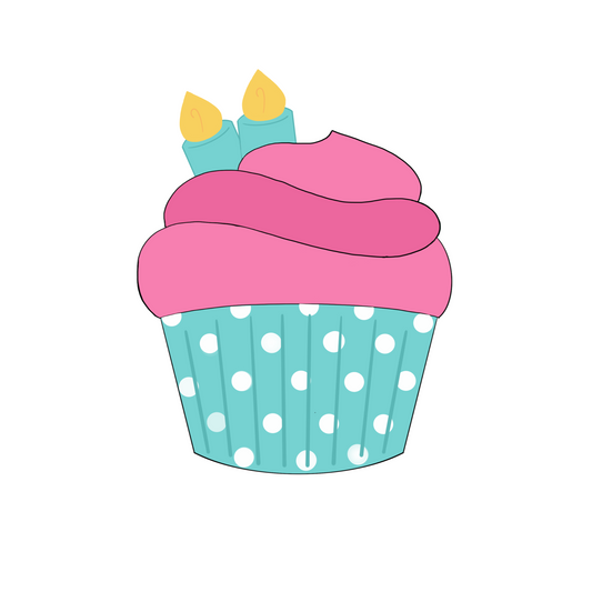 Cupcake with Candles Cookie Cutter STL Digital File