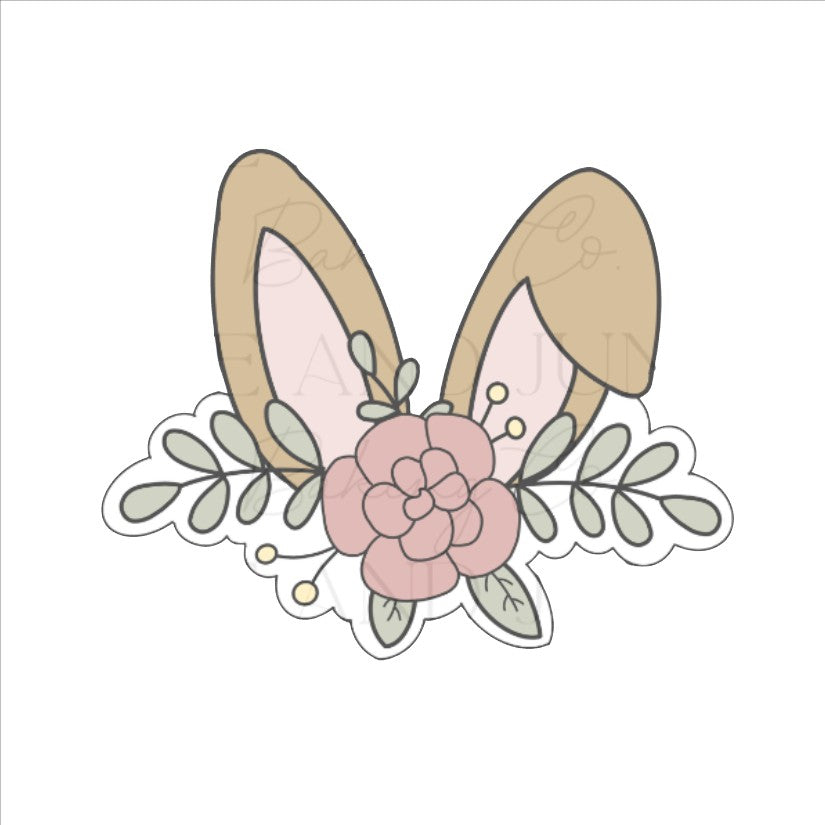 Floral Bunny Ears Cookie Cutter STL Digital File