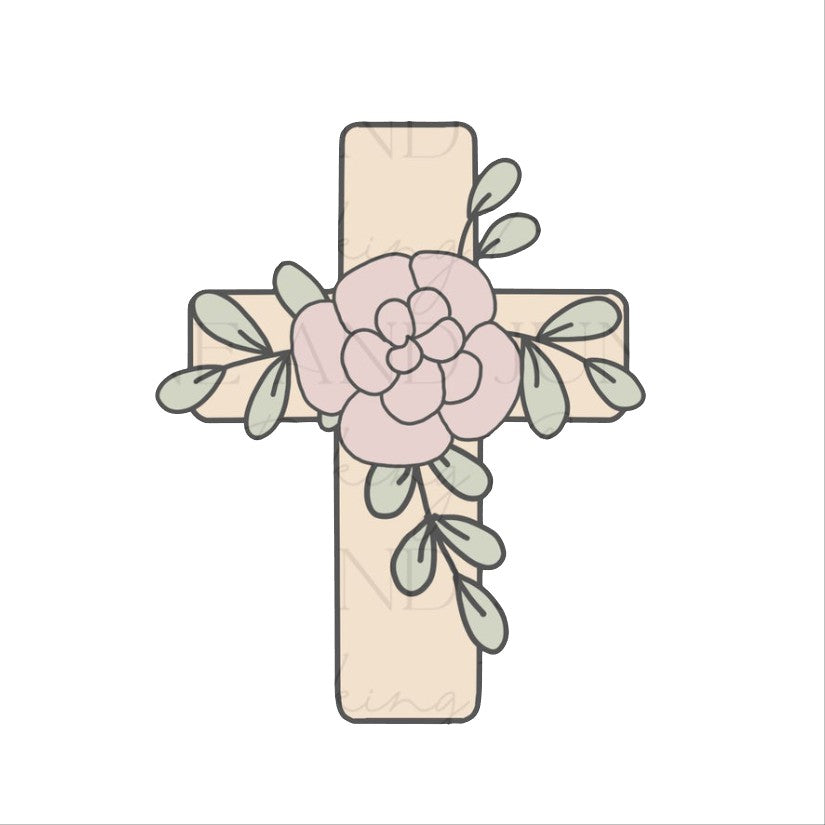 Floral Cross Cookie Cutter STL Digital File