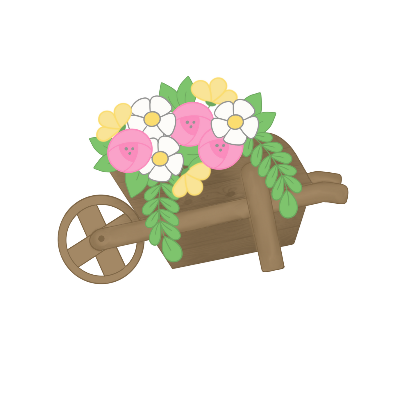 Floral Wood Wheelbarrow Cookie Cutter STL Digital File