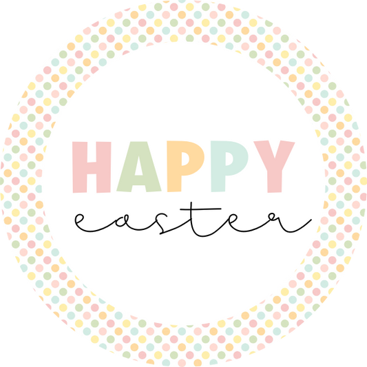 Happy Easter (Dots) Cookie Tag, 2 Inch Circle
