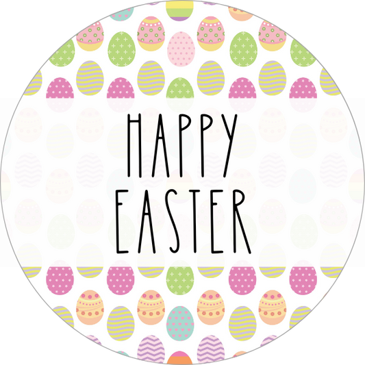 Happy Easter (Eggs) Cookie Tag, 2 Inch Circle