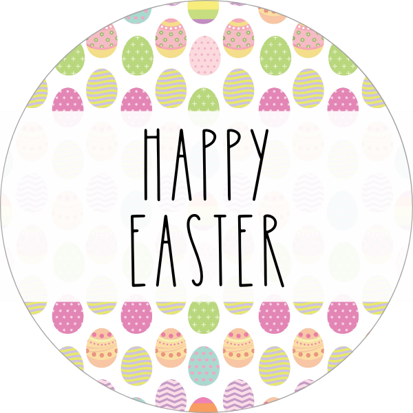 Happy Easter (Eggs) Cookie Tag, 2 Inch Circle