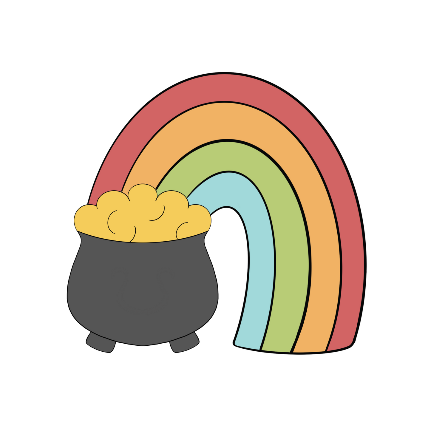 Pot of Gold with Rainbow Cookie Cutter STL Digital File