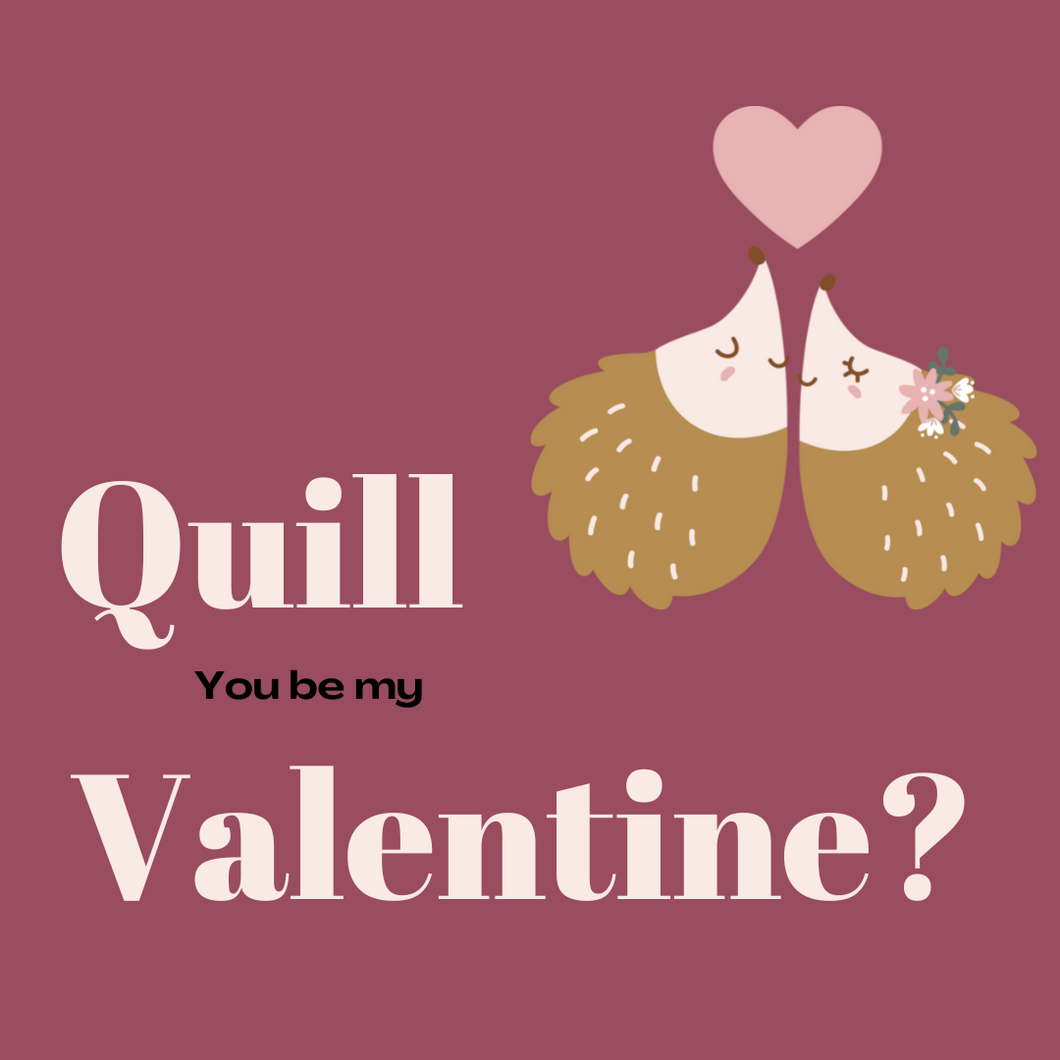 Quill You Be My Valentine Cookie Tag, 2 inch