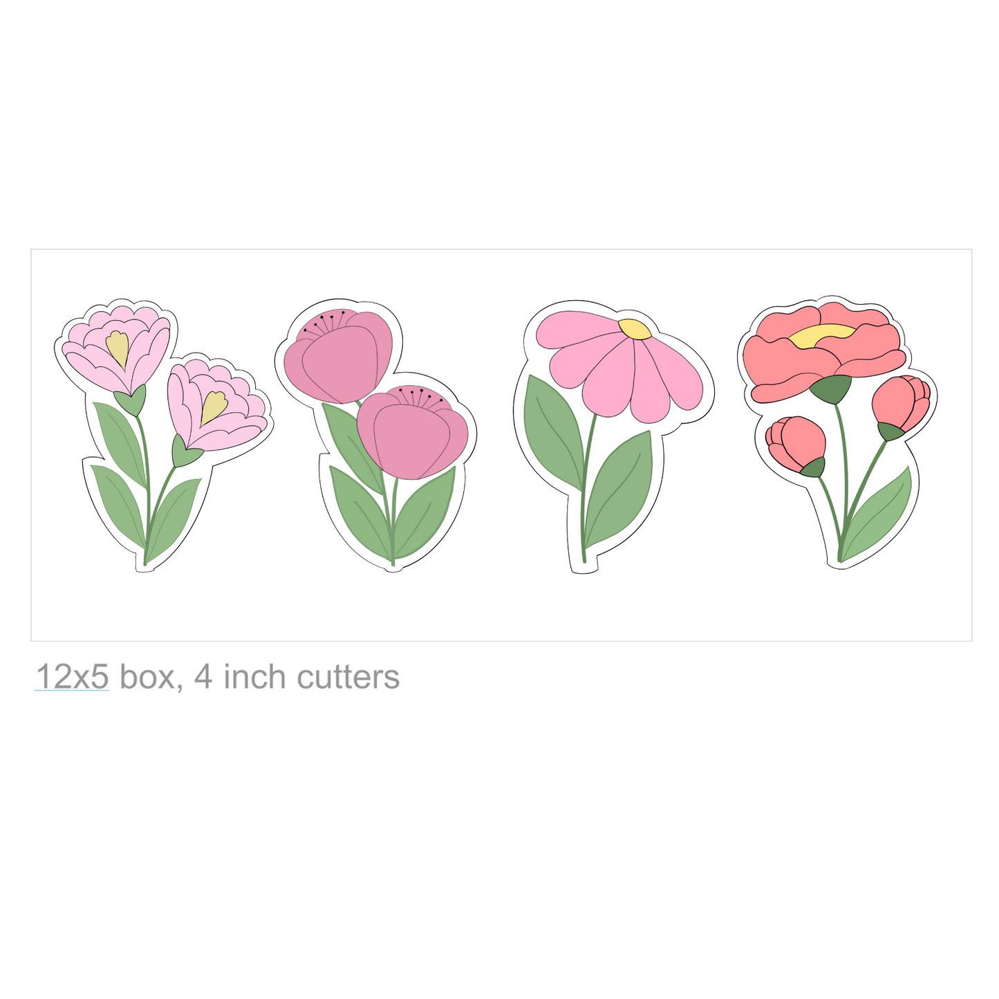Spring Flowers Set of 4 Cookie Cutter & STLs