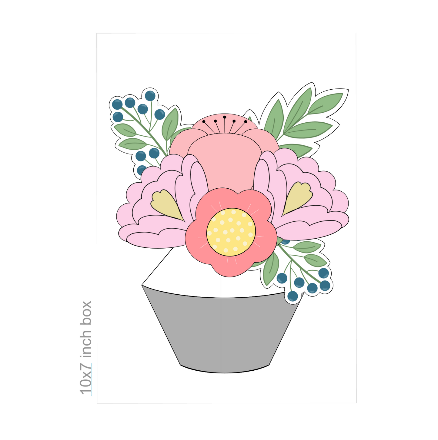Bouquet of Flowers in Angled Vase Cookie Cutter & STLs