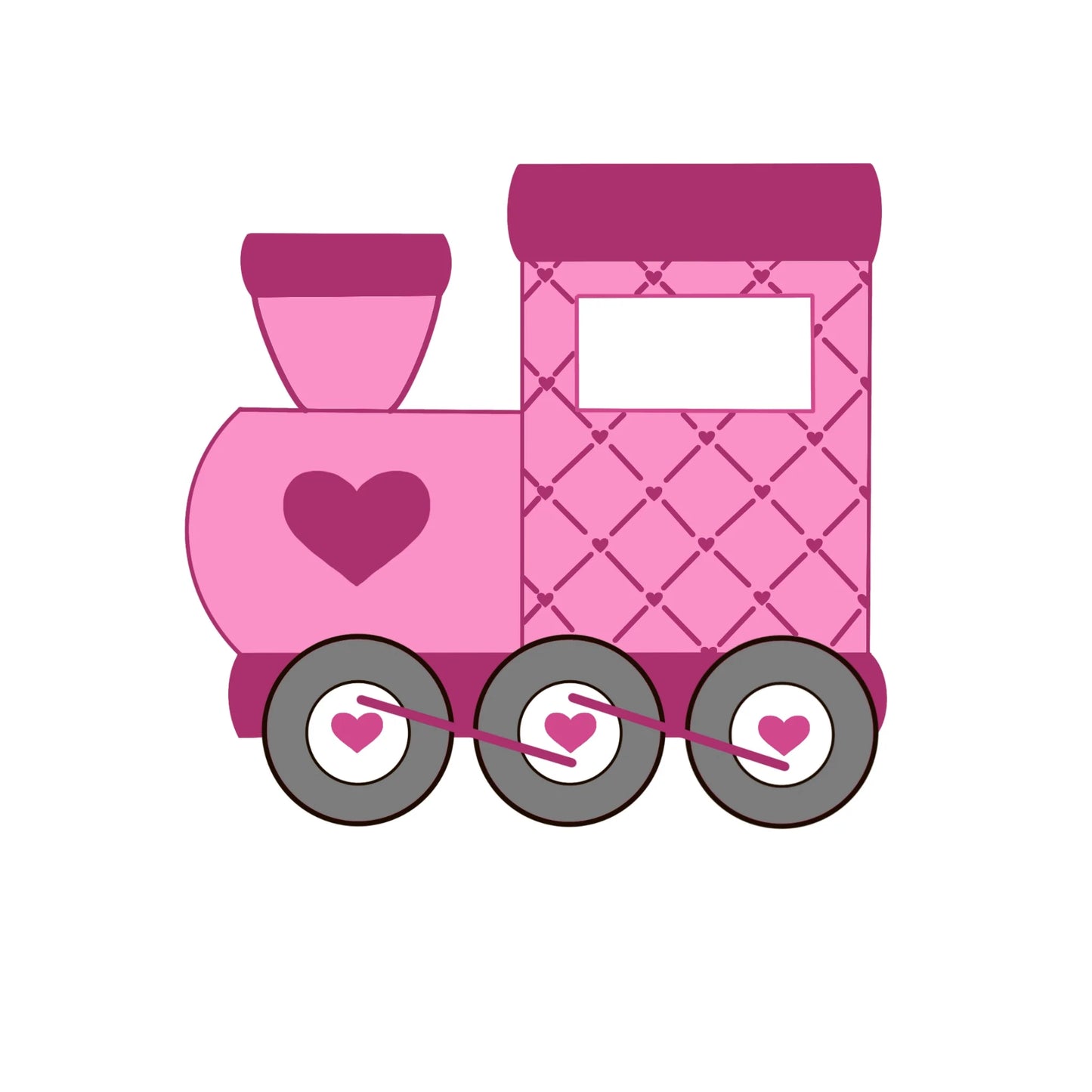 Train and Cart with Hearts STL Digital Files, Set of 2