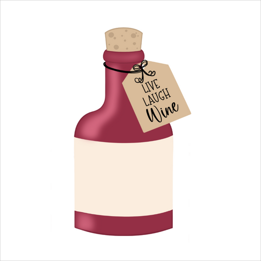 Wine Bottle with Tag Cookie Cutter STL Digital File