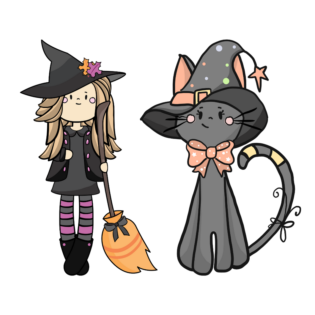 Witch and Cat Plushie Set Cookie Cutter STL Digital File
